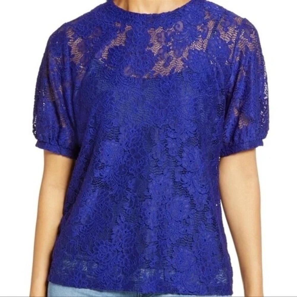 NWT Halogen Grosgrain Tie Back Lace Top Size Extra Small